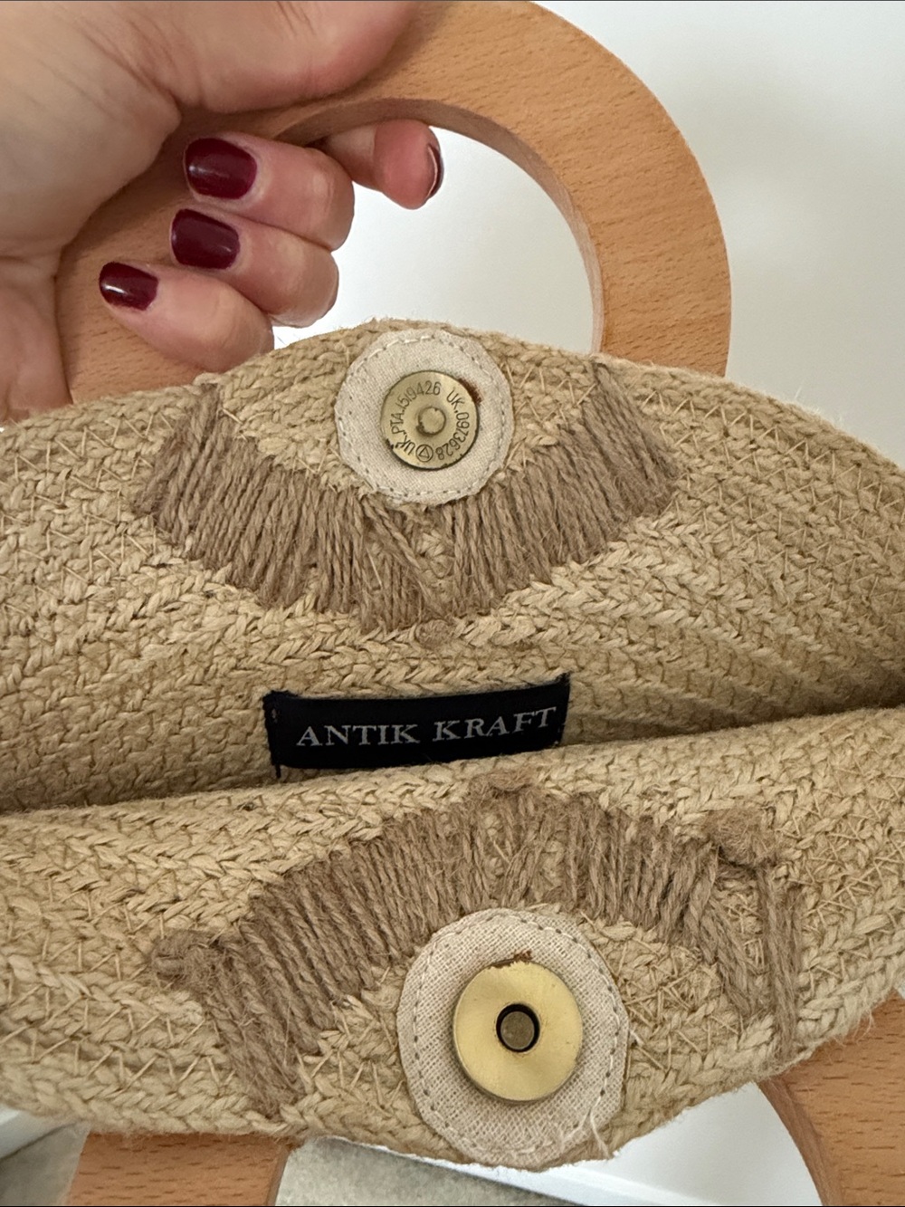 Antik Kraft Beige Straw Clutch with Orange, Pink and Purple Floral Embroidery - Picture 2 of 2